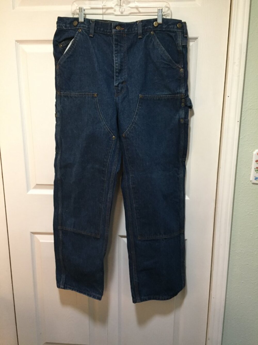 Big Bill Men’s Vintage 1993 Double Knee Logger Jeans Suspender Buttons 38x32